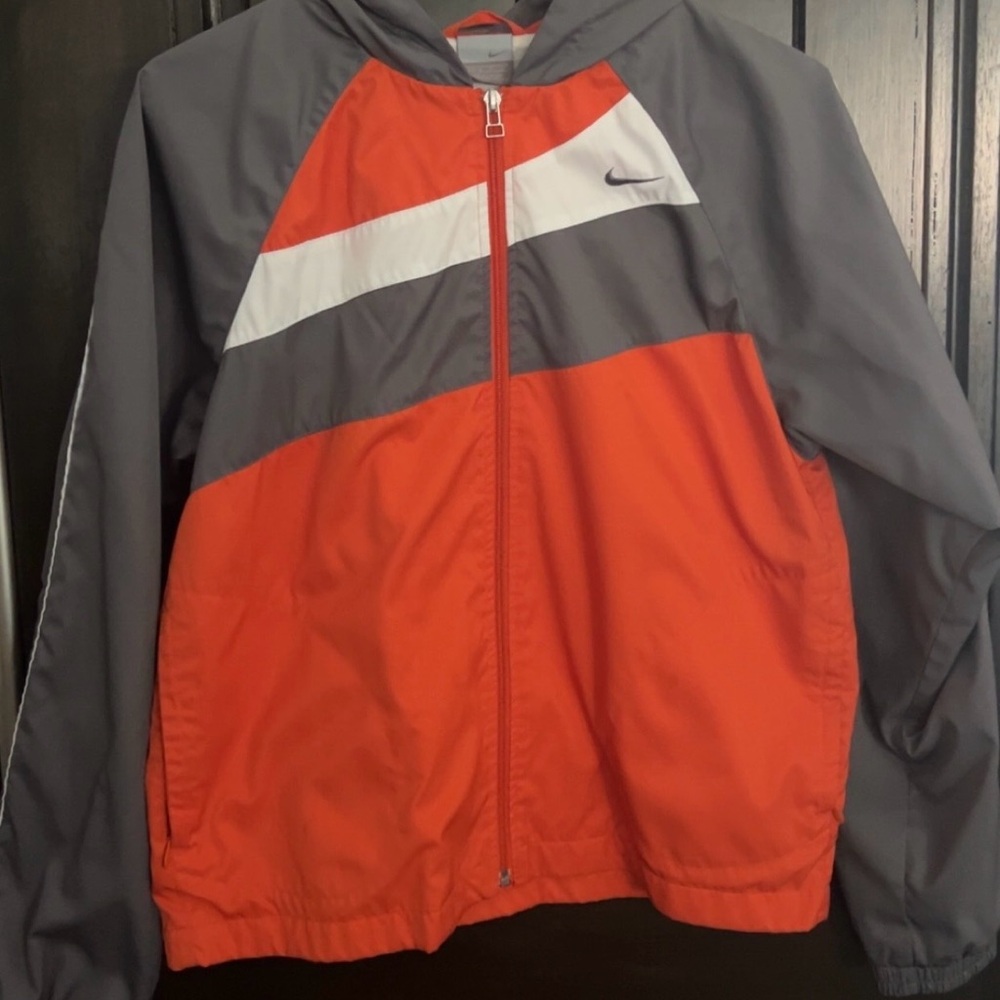Nike Vibrant Orange and Gray Windbreaker Jacket